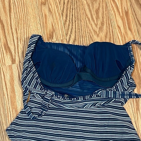 Navy Striped One Piece Swimsuit, XS S - Picture 7 of 9